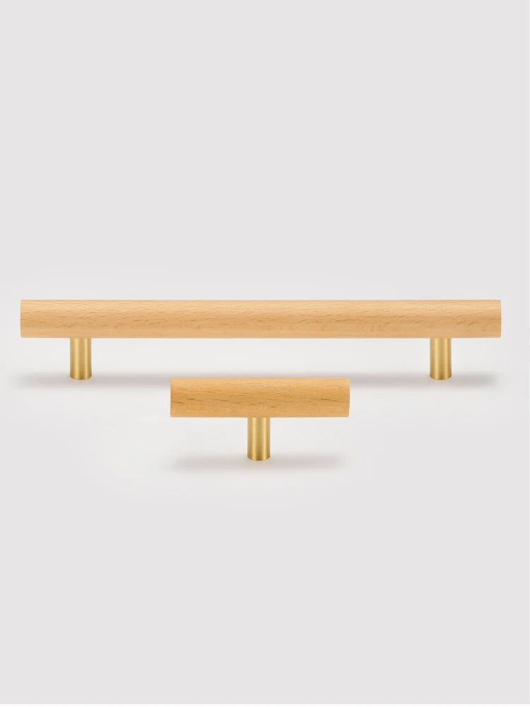 Brass & Beech Wood Handle – Scandinavian Style Cabinet and Drawer Pull