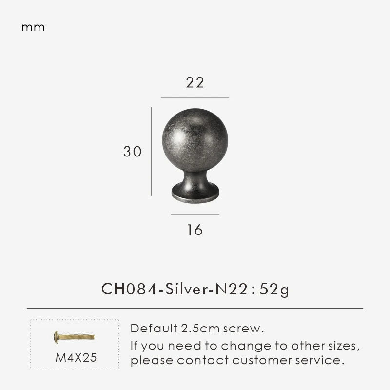 Antique Silver Brass Handle – Retro Round Arched Cabinet Pull