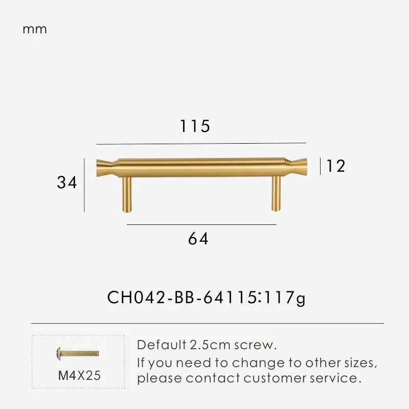 Solid Brass T-Bar Handle – Modern Long Cabinet & Drawer Pull