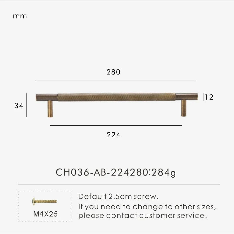 Solid Brass Cross Knurled Handle – Diamond-Cut T-Bar & Cabinet Knob