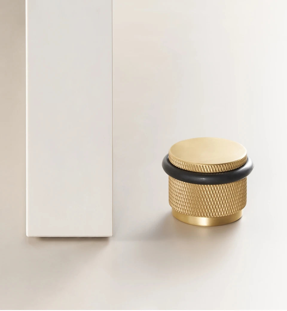 Brass Knurled Door Stopper – Adjustable Height Floor Mount