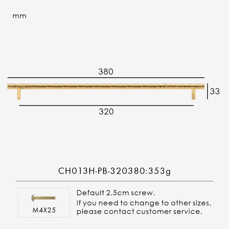 Solid Brass Hammered Handle – Handmade Cabinet & Drawer Pull