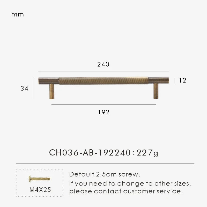 Solid Brass Cross Knurled Handle – Diamond-Cut T-Bar & Cabinet Knob