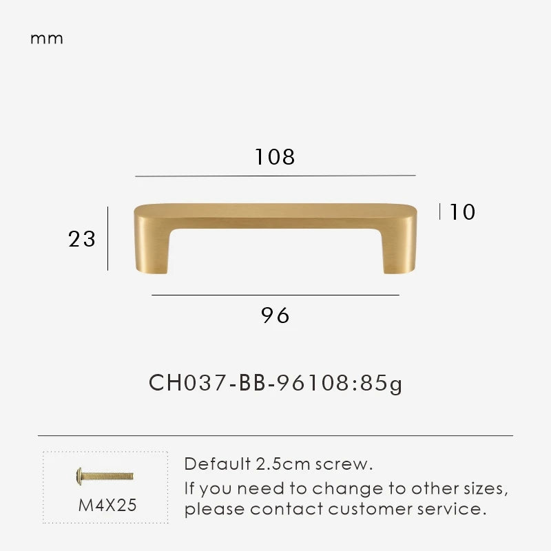 Solid Brass Handle – Simple Gold Cabinet & Drawer Pull