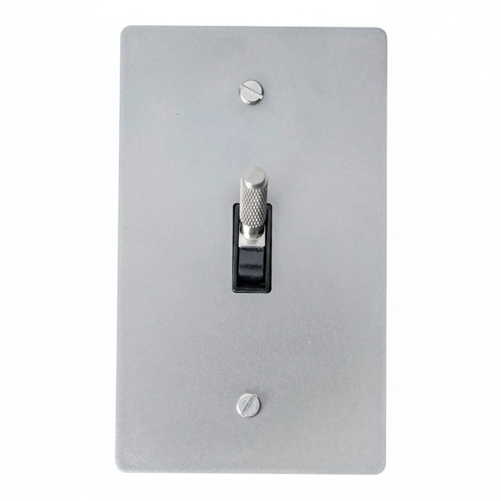Solid Brass Knurled Toggle Light Switch on a white background