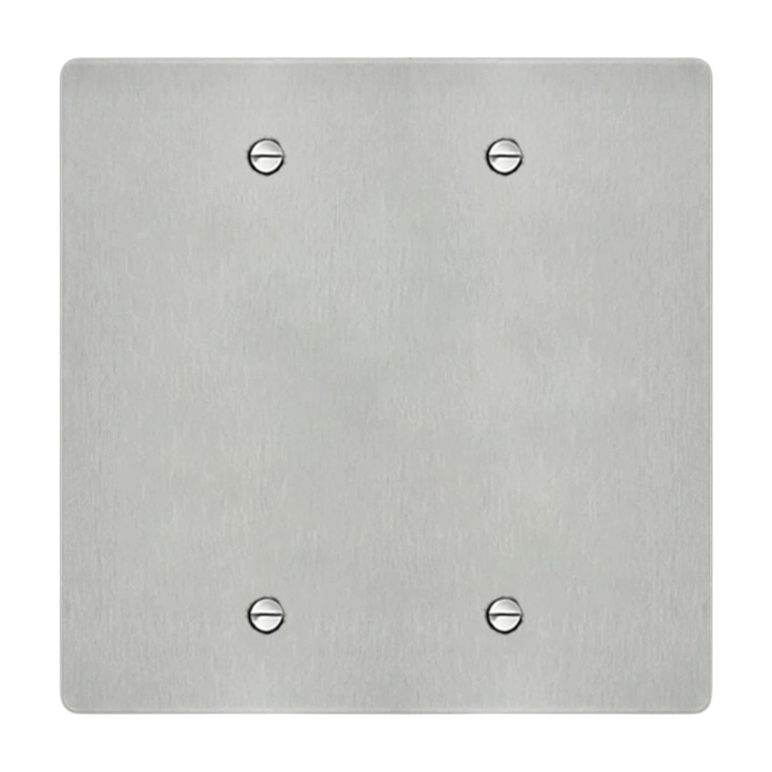 2-gang blank wall plate in brushed Stainless Steel finish