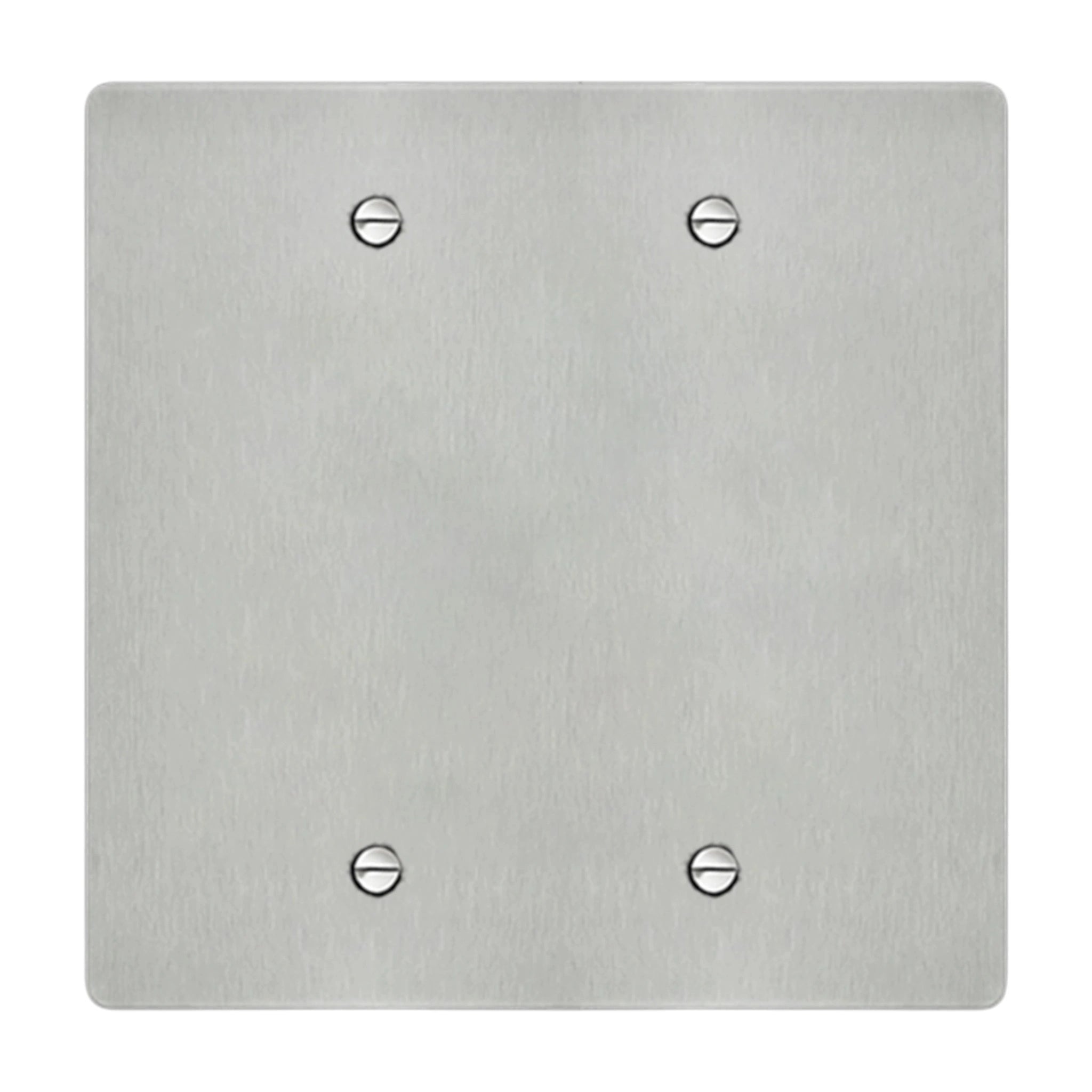 2-gang blank wall plate in brushed Stainless Steel finish