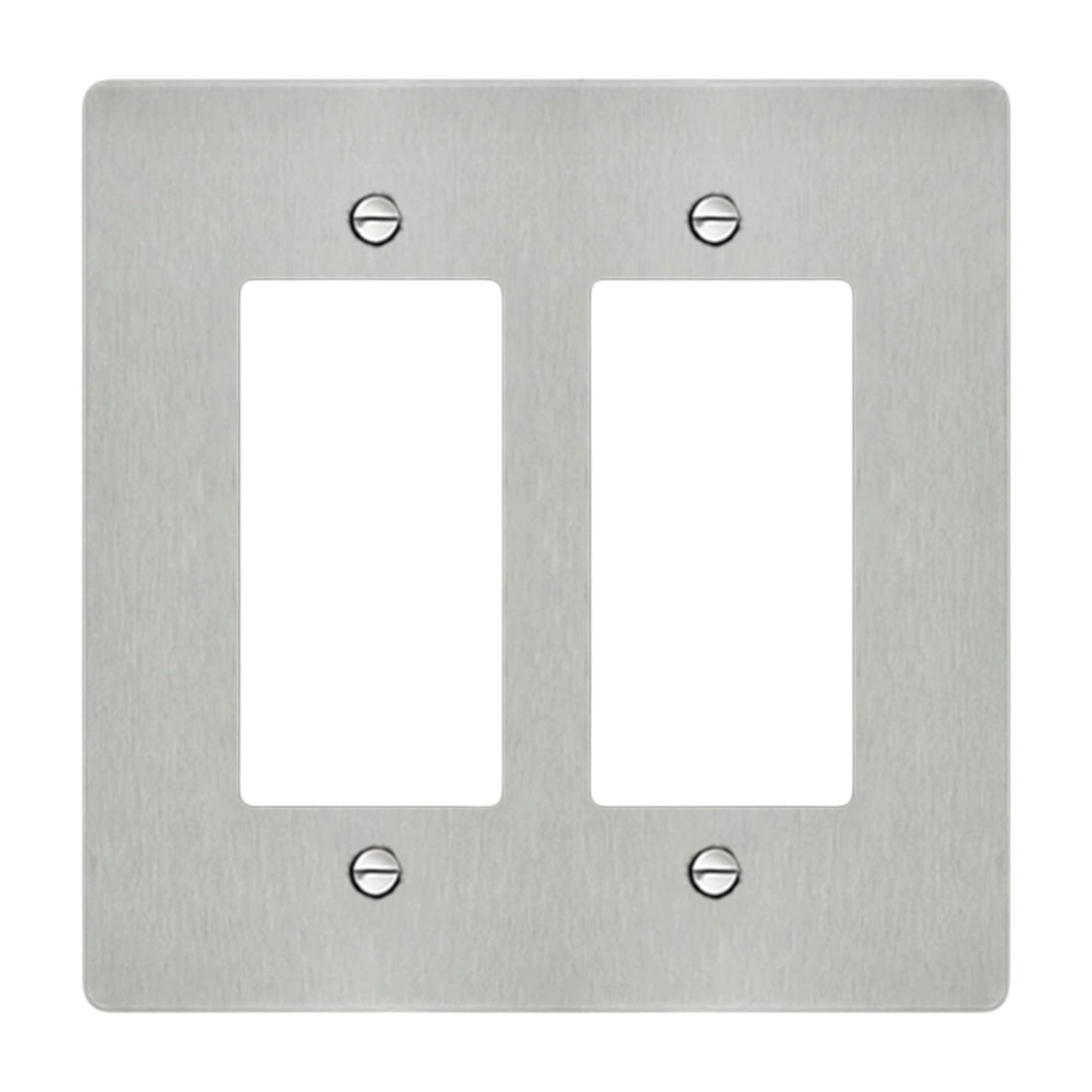 2-gang Decora wall plate in brushed Stainless Steel finish