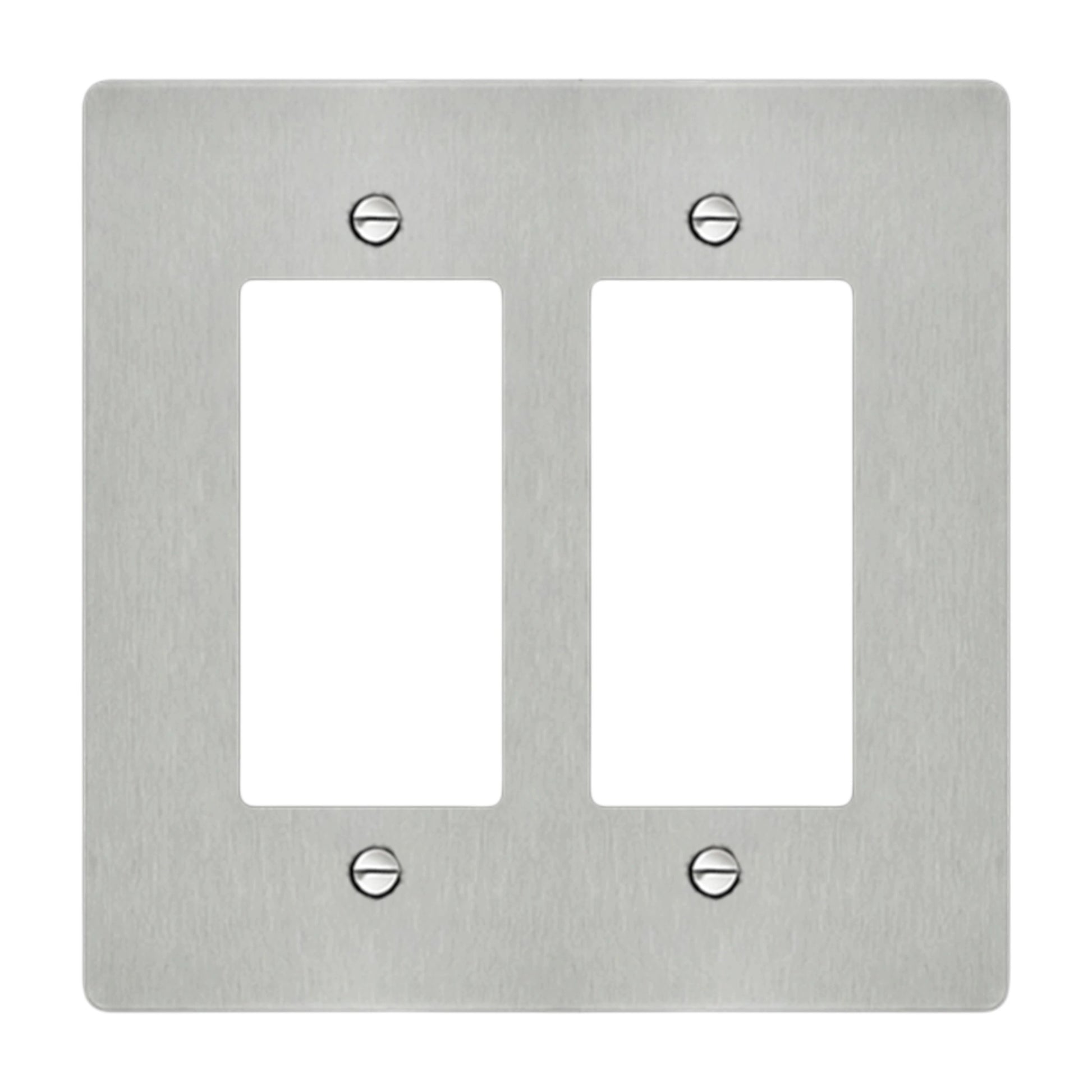 2-gang Decora wall plate in brushed Stainless Steel finish