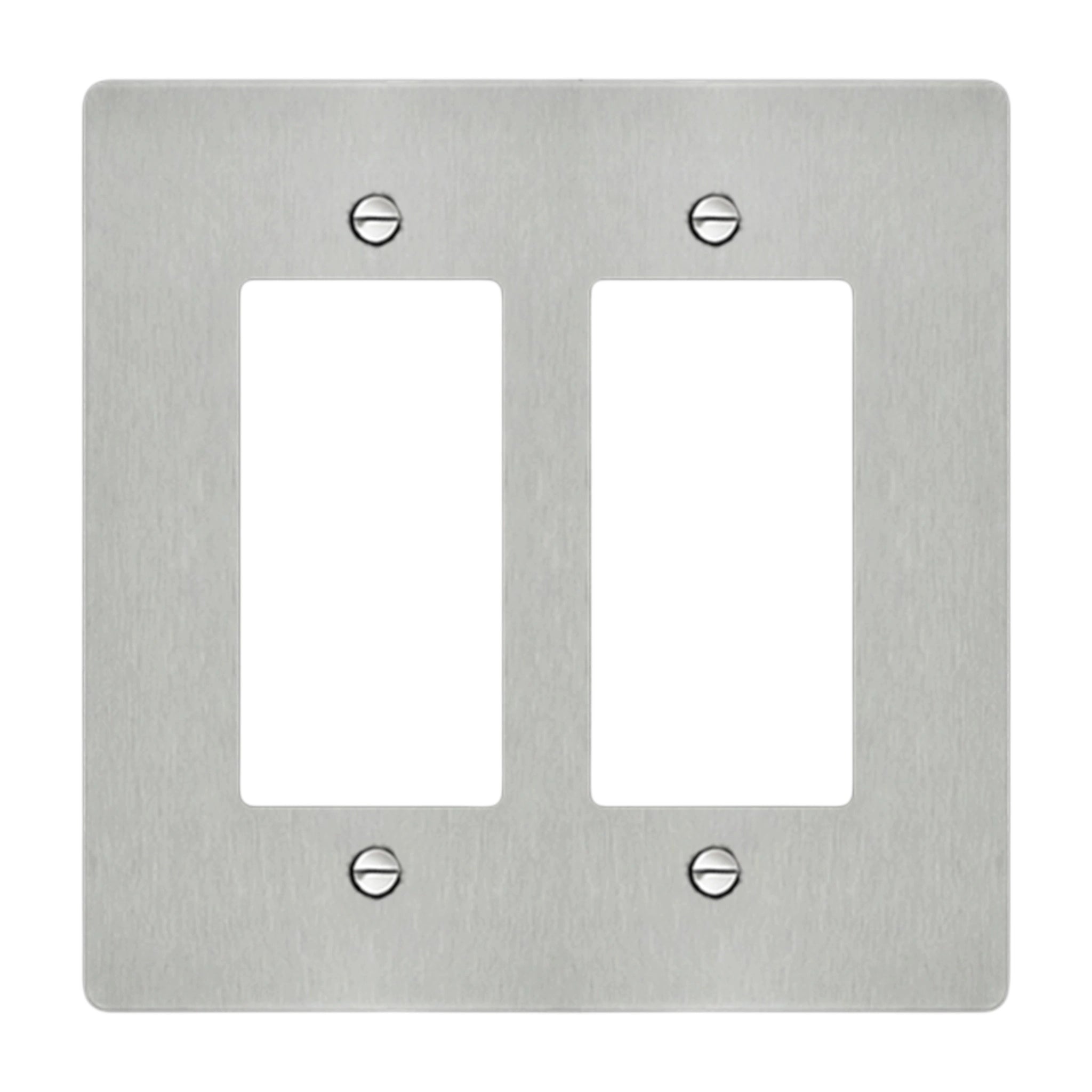 2-gang Decora wall plate in brushed Stainless Steel finish