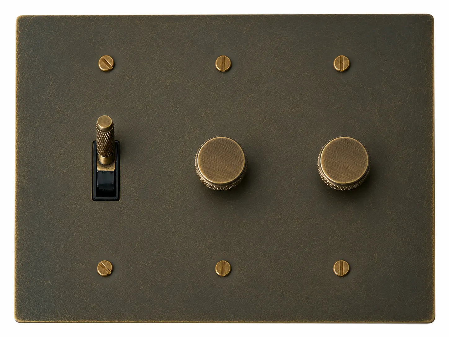OB Toggle and Double Dimmer - 3 Gang Aged Bronze