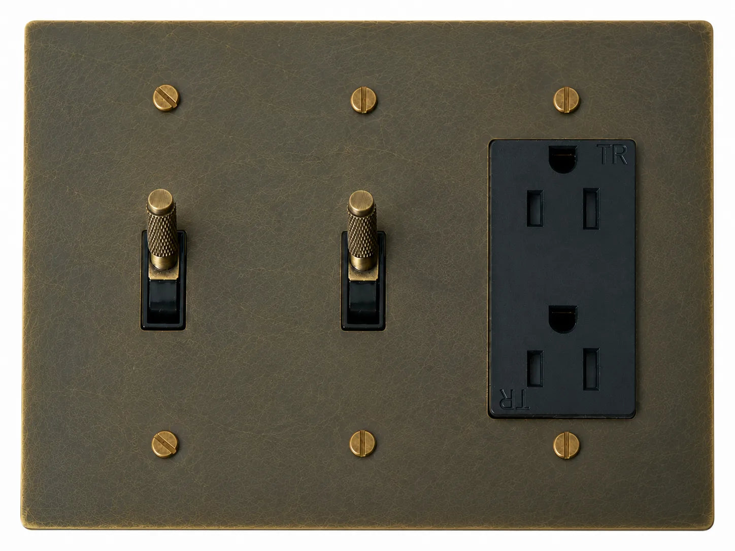 OB Double Toggle and Outlet - 3 Gang Aged Bronze