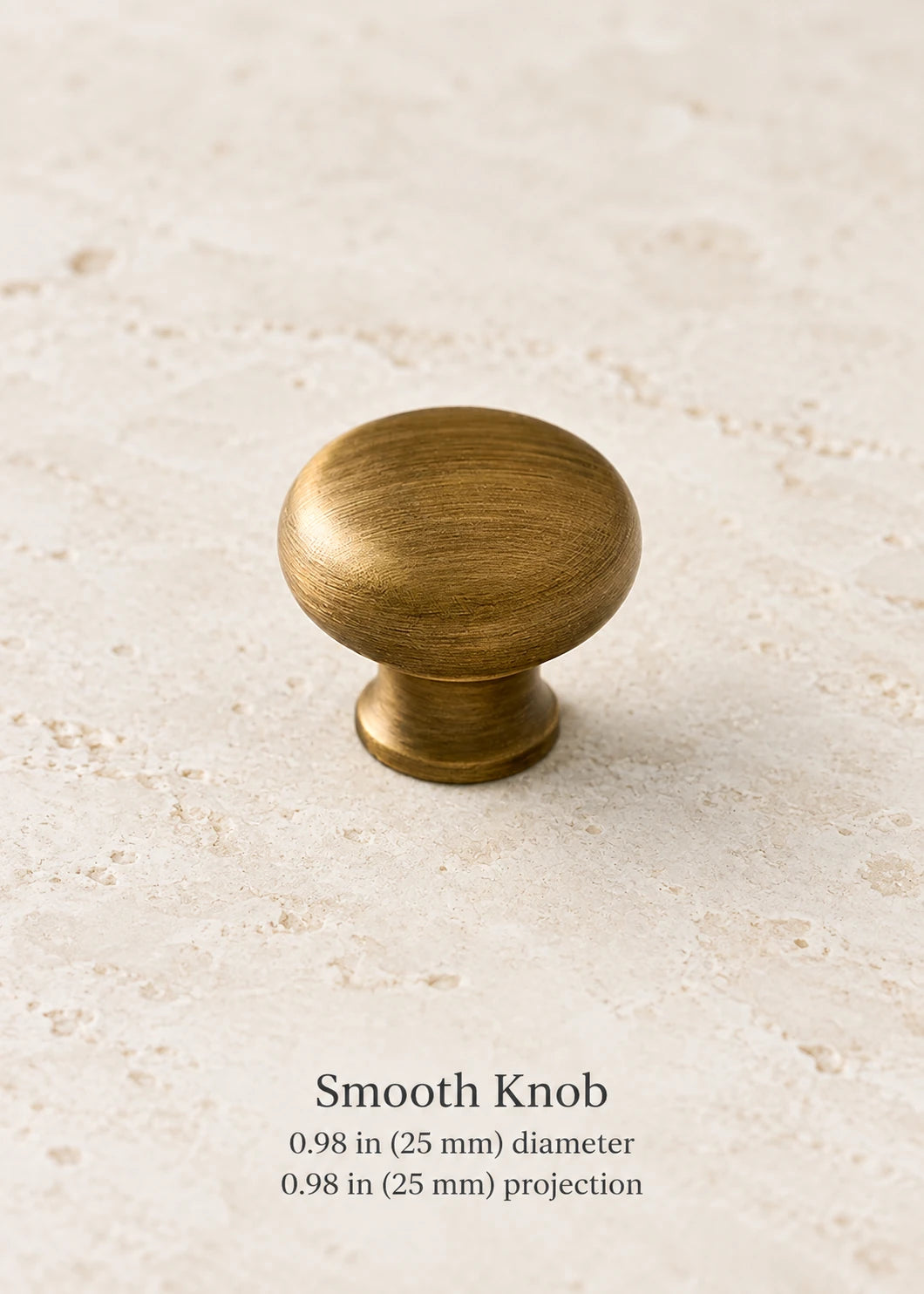 Antique brass smooth knob, 0.98 in (25 mm) diameter, 0.98 in (25 mm) projection