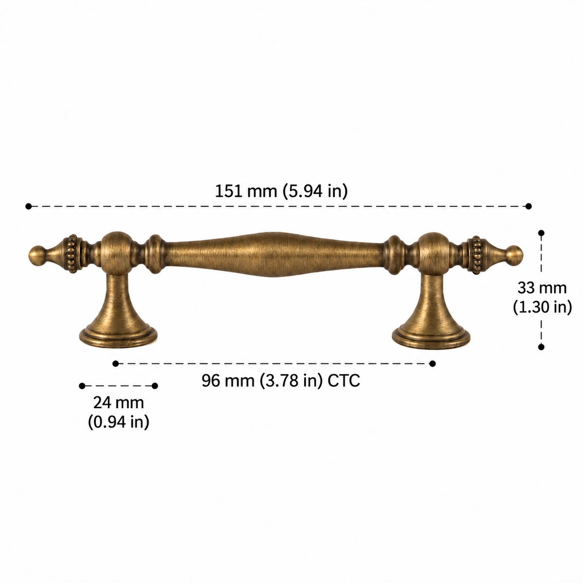Spindle Pull — 3.78″ (96 mm) CTC — dimensions in inches and mm