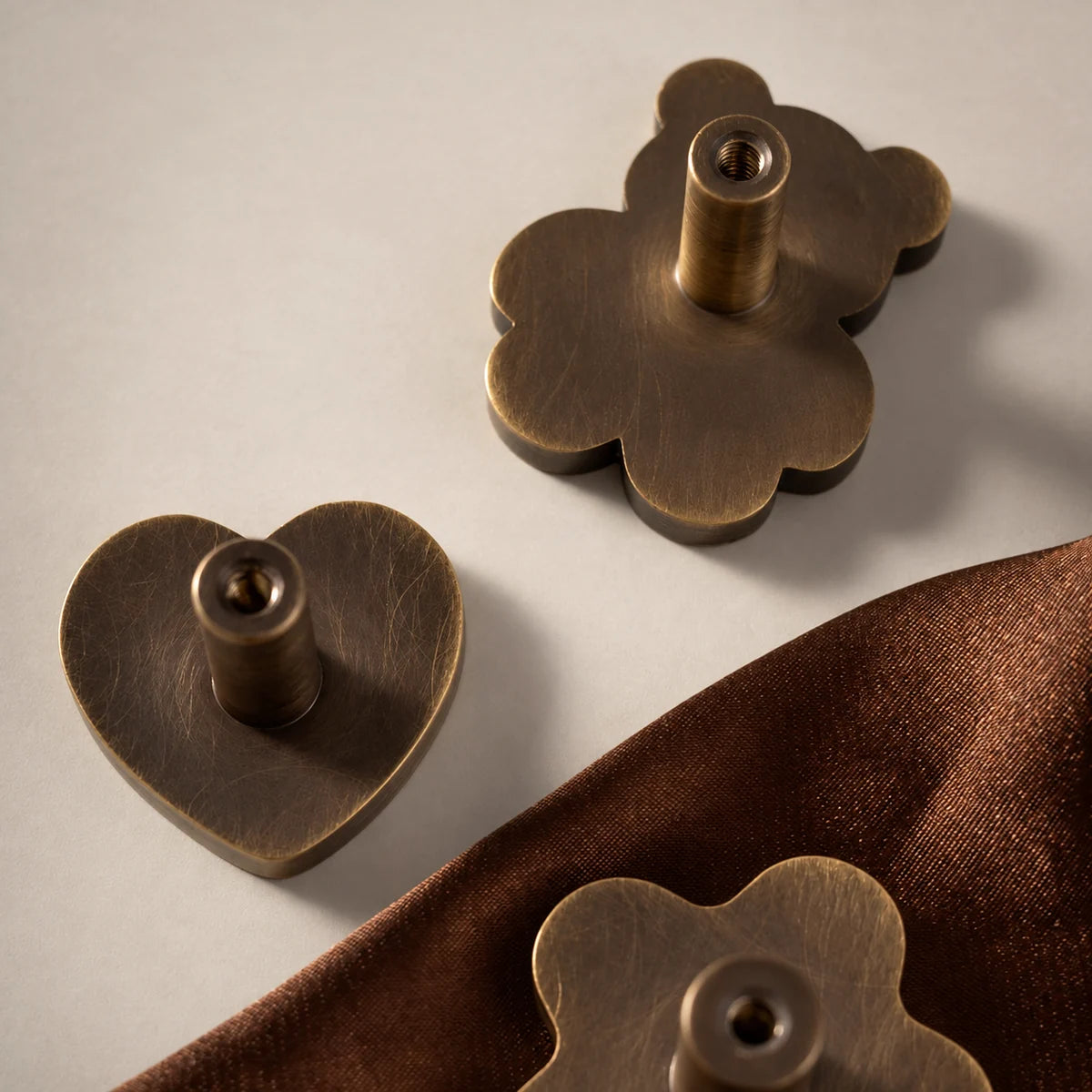 Rear mounting posts of bear, heart and star cabinet knobs