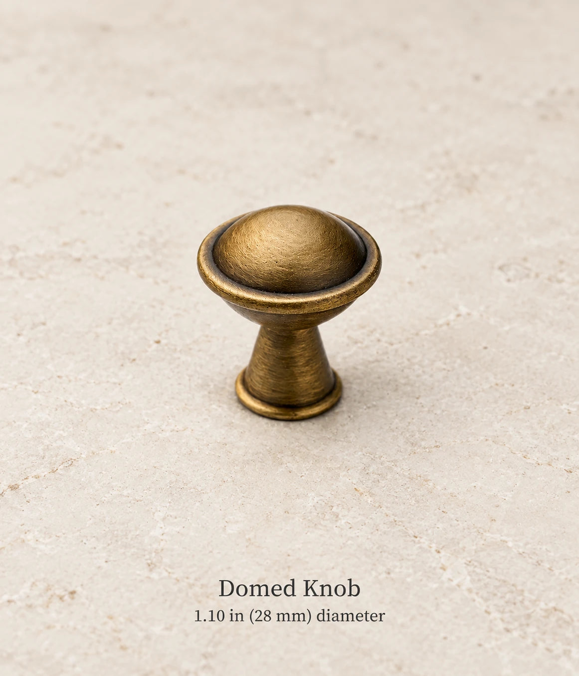 Antique brass domed knob, 1.10 in (28 mm) diameter