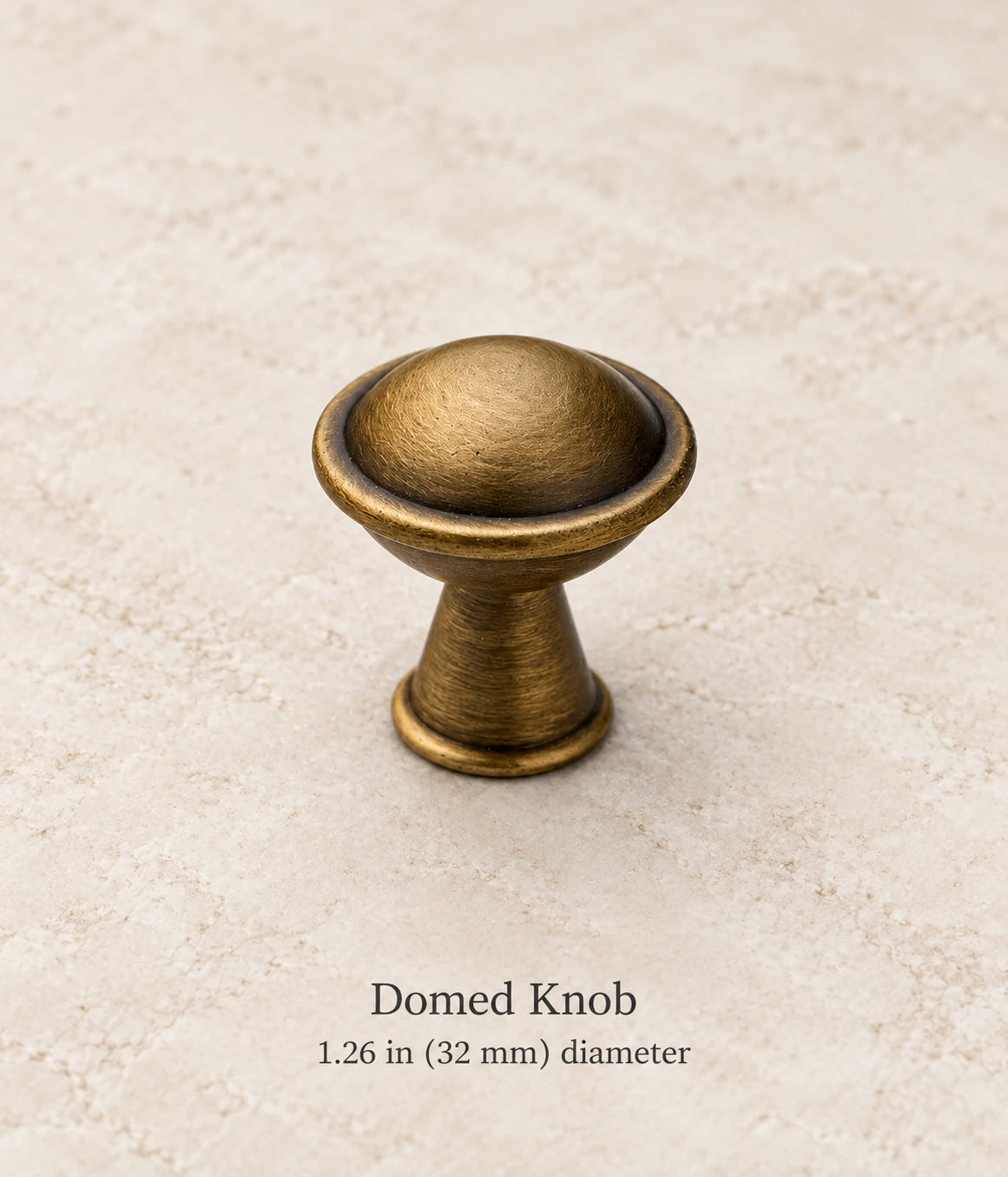 Antique brass domed knob, 1.26 in (32 mm) diameter