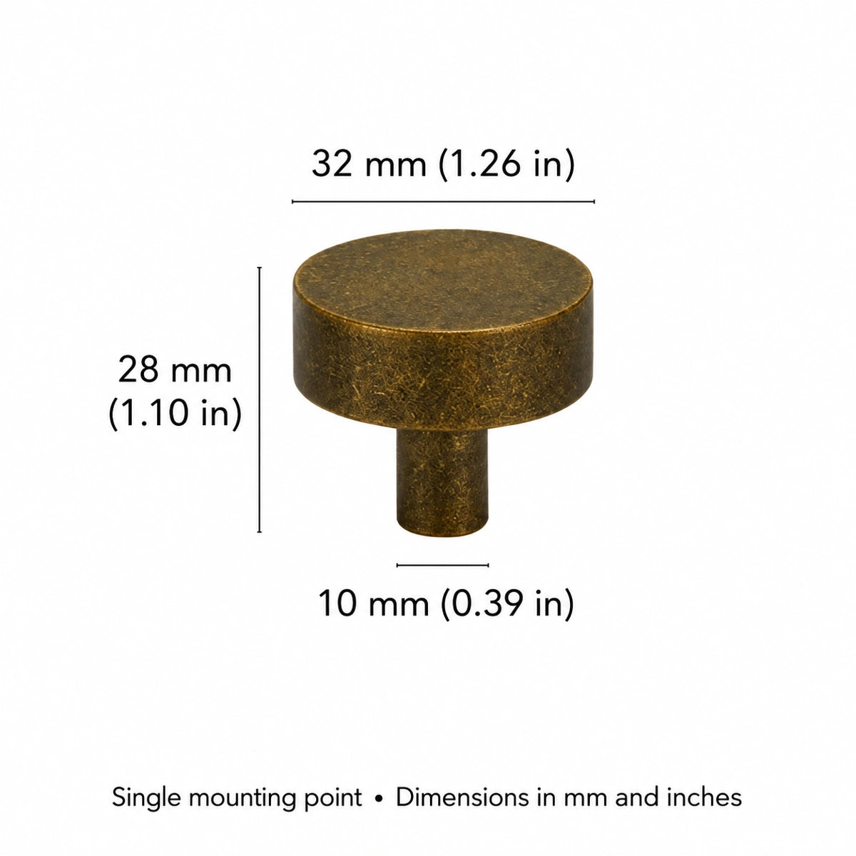 Ice Flower cabinet knob with 1.26 in (32 mm) diameter and 1.10 in (28 mm) projection