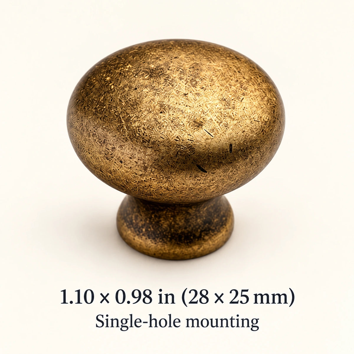 Medium mushroom cabinet knob, 1.10 × 0.98 in (28 × 25 mm)