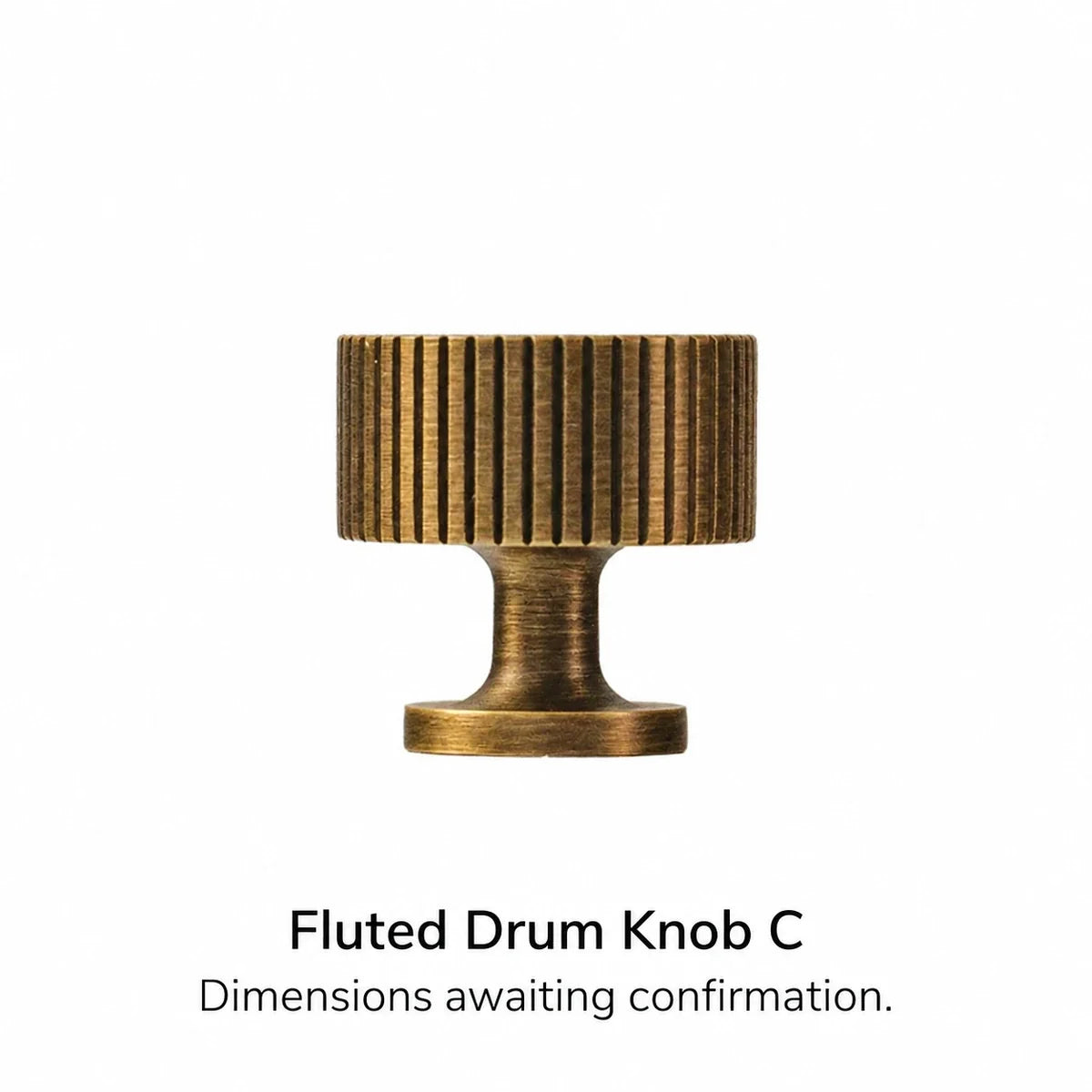 Antique brass fluted drum knob C, dimensions awaiting confirmation
