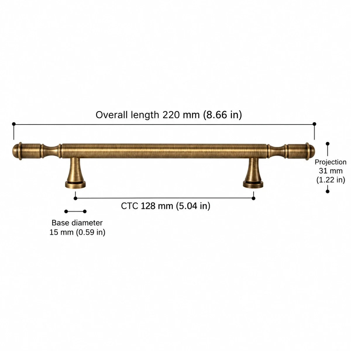 Antique brass ringed cabinet hardware — ctc 128