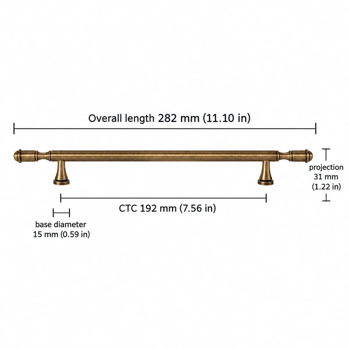 Antique brass ringed cabinet hardware — ctc 192