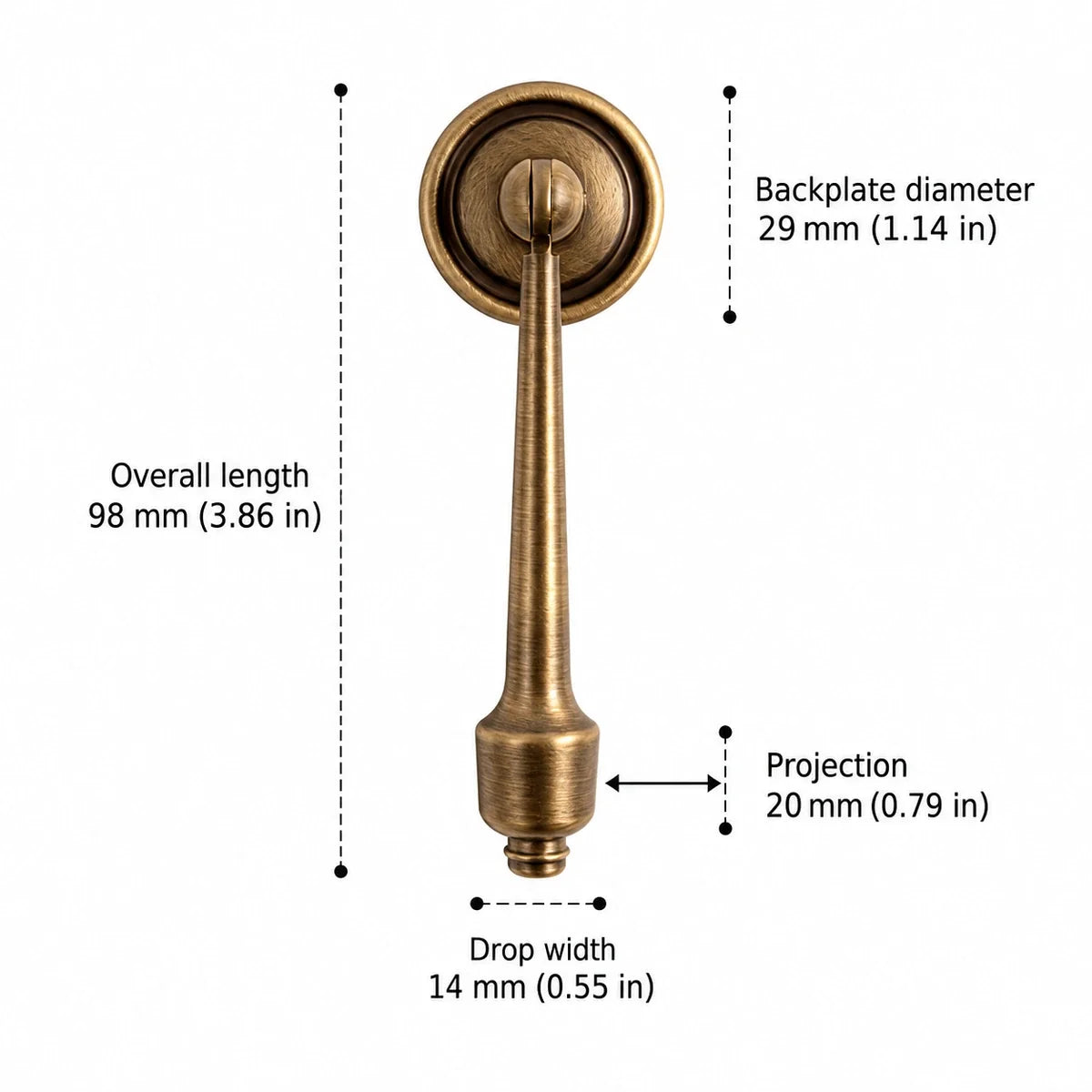 Antique brass ringed cabinet hardware — pendant
