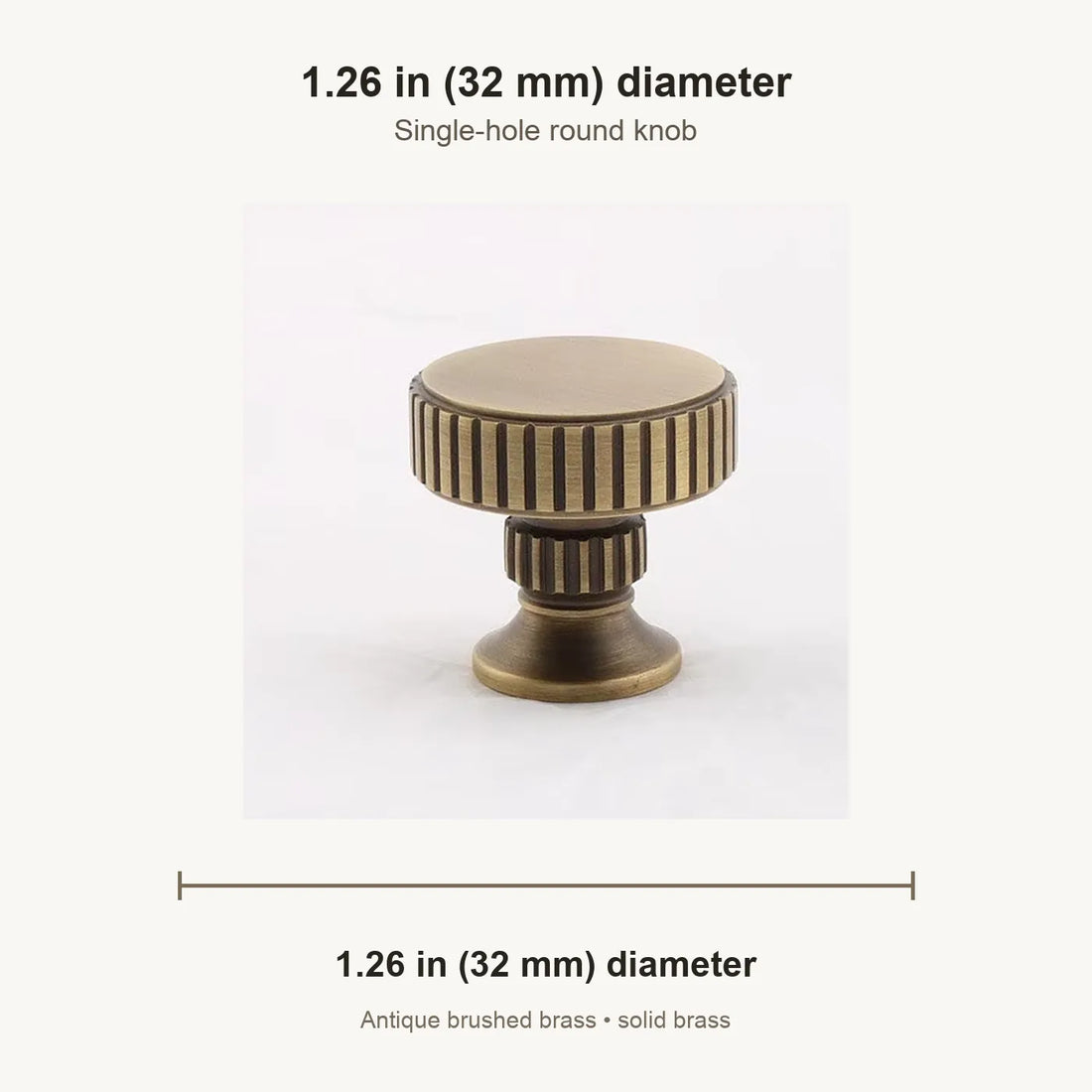Antique brass ringed cabinet pulls and knobs arranged on limestone