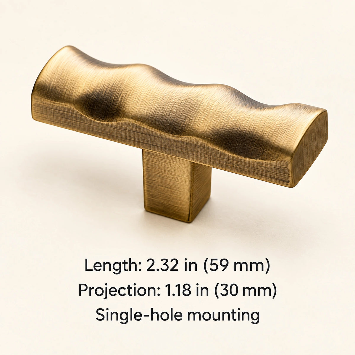 Scalloped T-knob measuring 2.32 in (59 mm) long and 1.18 in (30 mm) projection