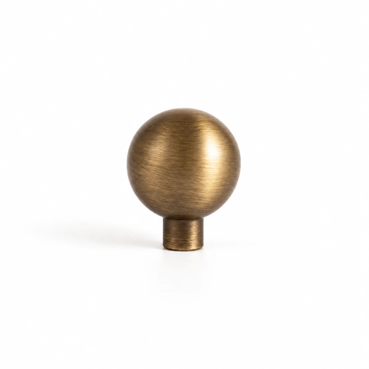 Antique brass 19 mm ball knob with narrow cylindrical stem