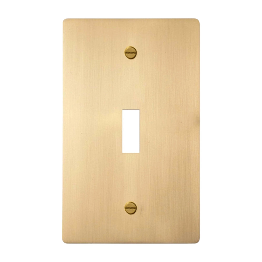 1-gang solid brass toggle wall plate in satin brass finish, toggle opening