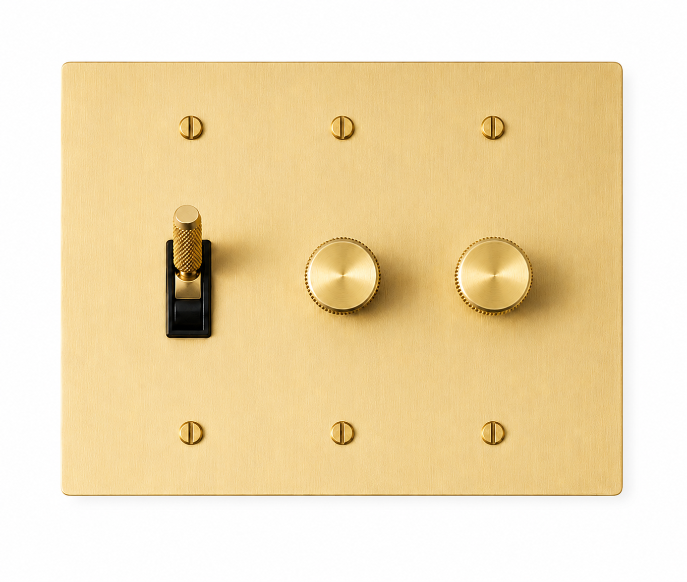 3 gang solid brass toggle double dimmer plate