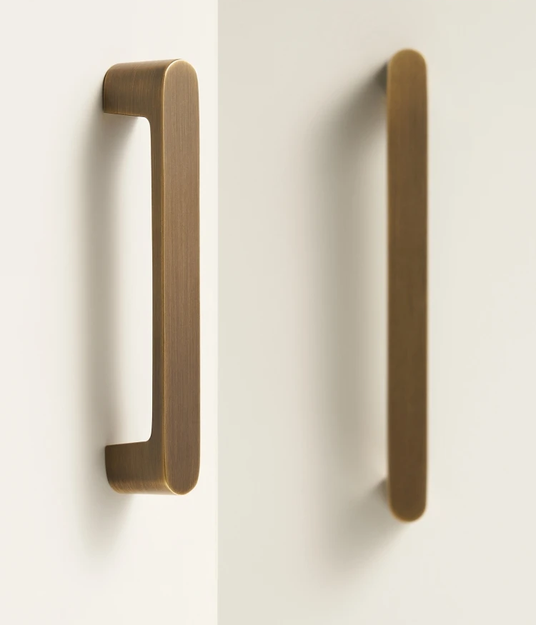 Solid Brass Handle – Simple Antique Brass Cabinet & Drawer Pull