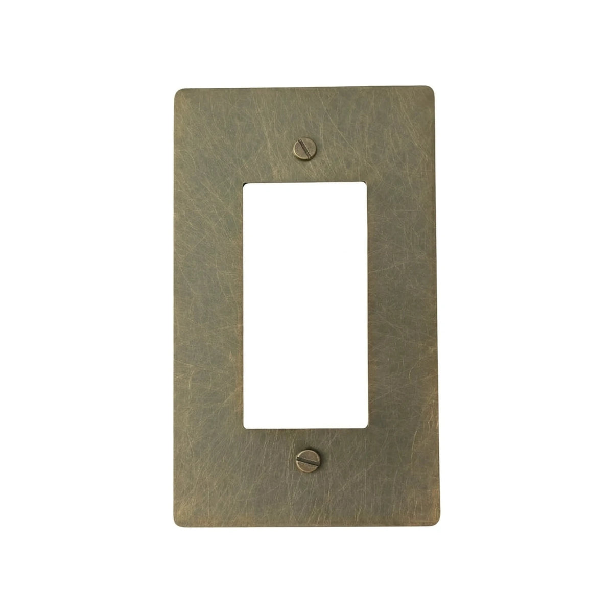 GetSwitches 1-gang decorator wall plate sample in Aged Bronze (Hand-Brushed), plate only.