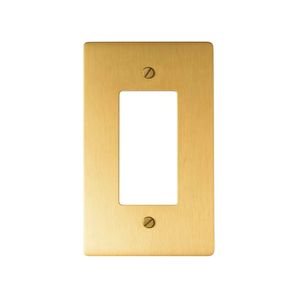 GetSwitches 1-gang decorator wall plate sample in Satin Brass, plate only.