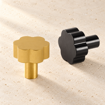 Flower Cabinet Knob displayed on pale limestone.