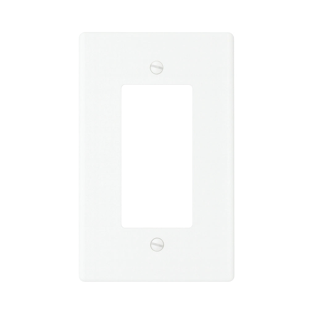 White solid brass decorator wall plate / outlet cover with clean satin finish