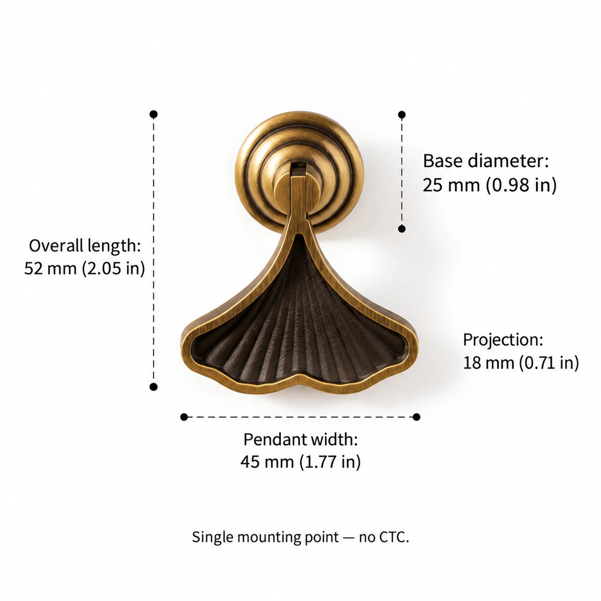 Fan Pendant dimensions: 2.05 inch (52 mm) overall length, single mounting point