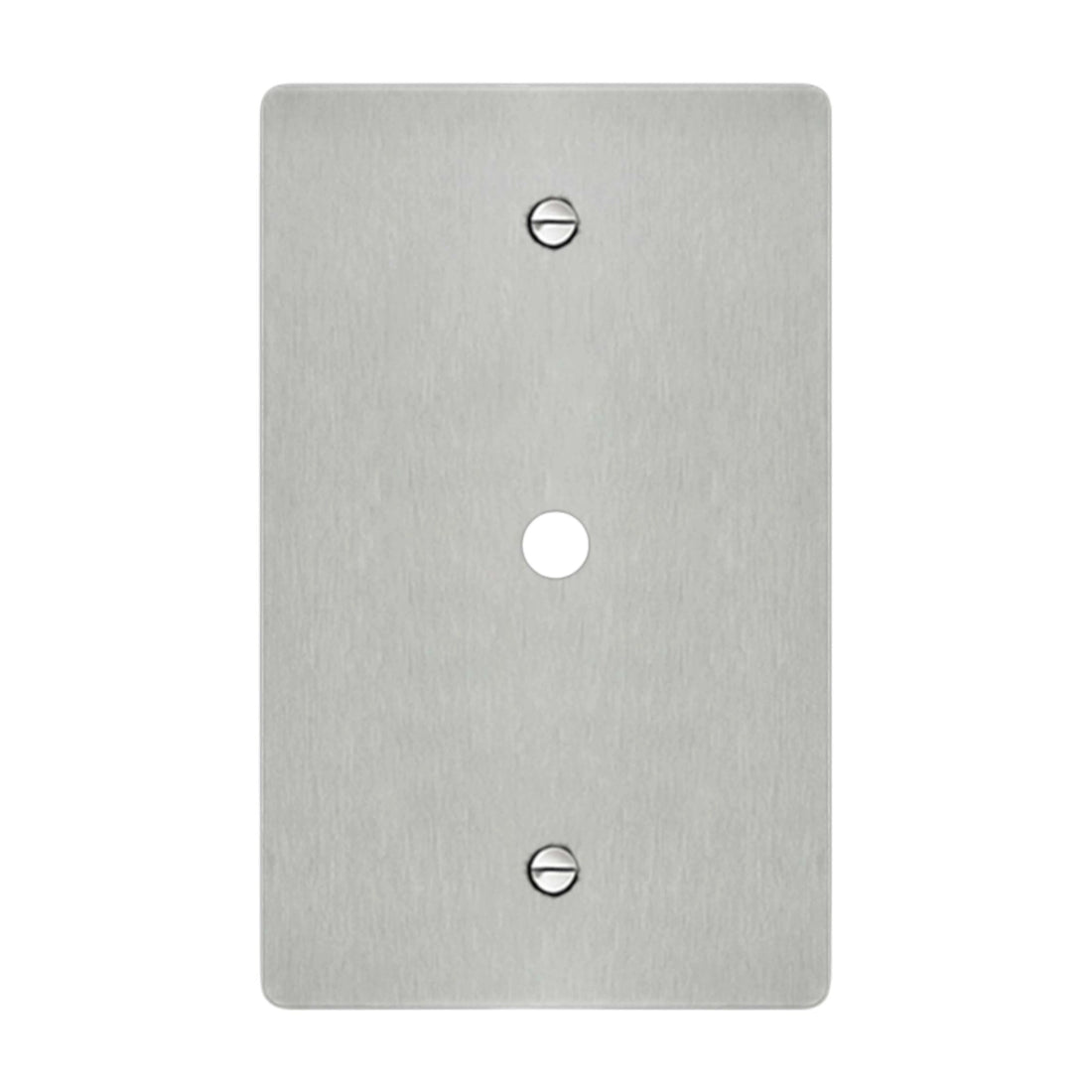 1-gang wall plate in brushed stainless steel finish, rotary dimmer opening