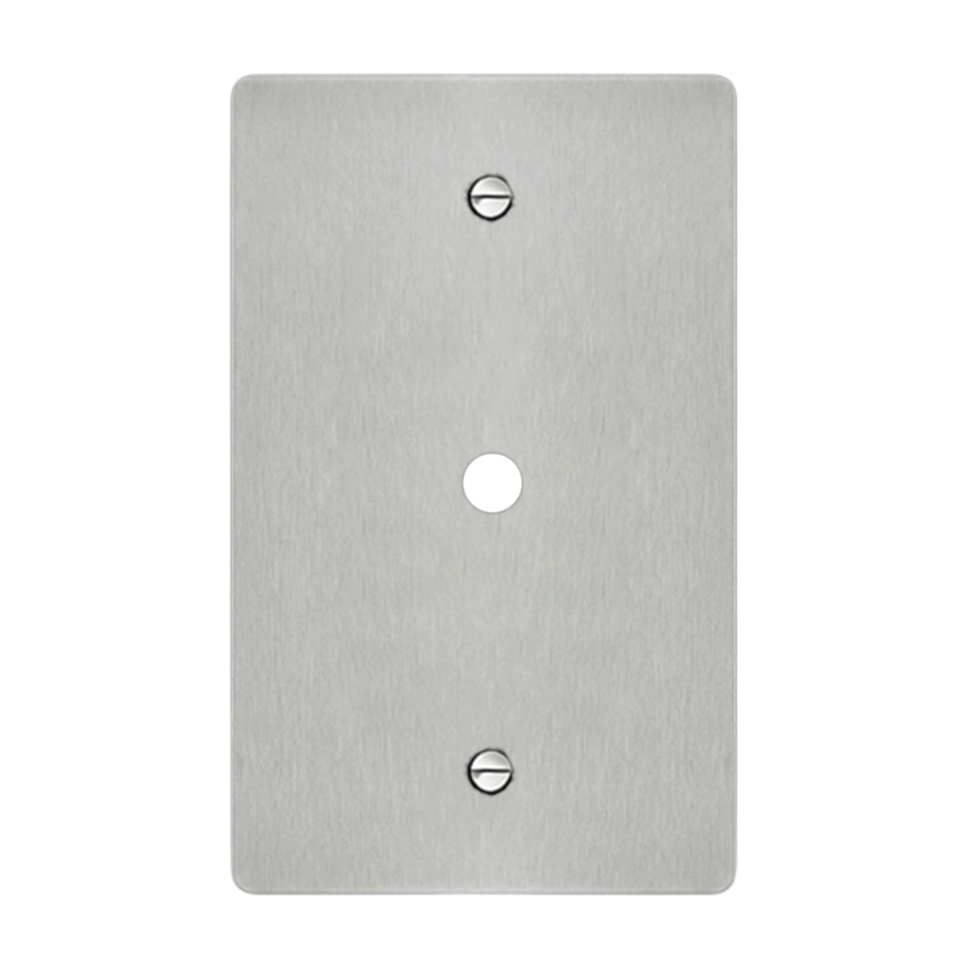 1-gang wall plate in brushed stainless steel finish, rotary dimmer opening