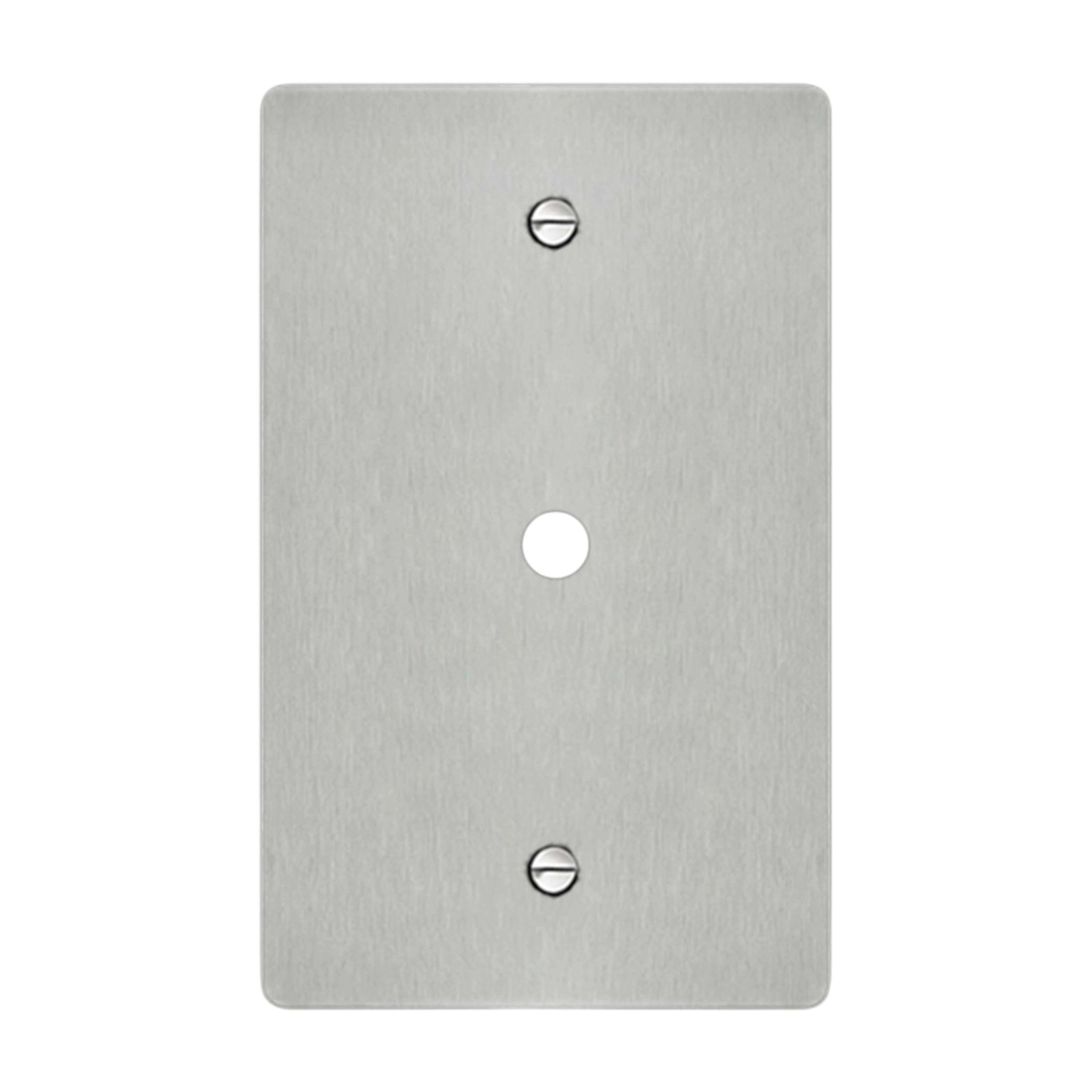 1-gang wall plate in brushed stainless steel finish, rotary dimmer opening