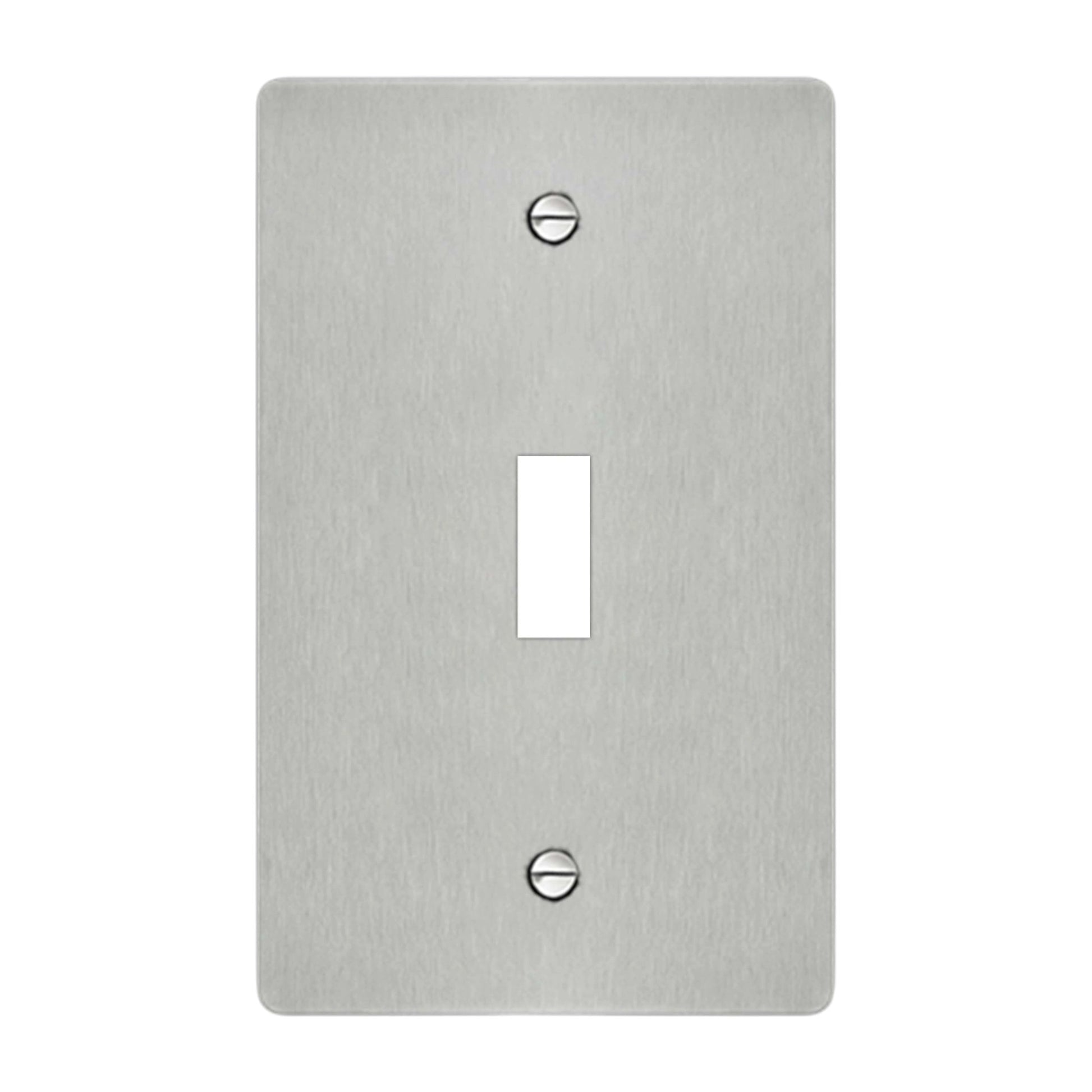 1-gang wall plate in brushed stainless steel finish, toggle opening