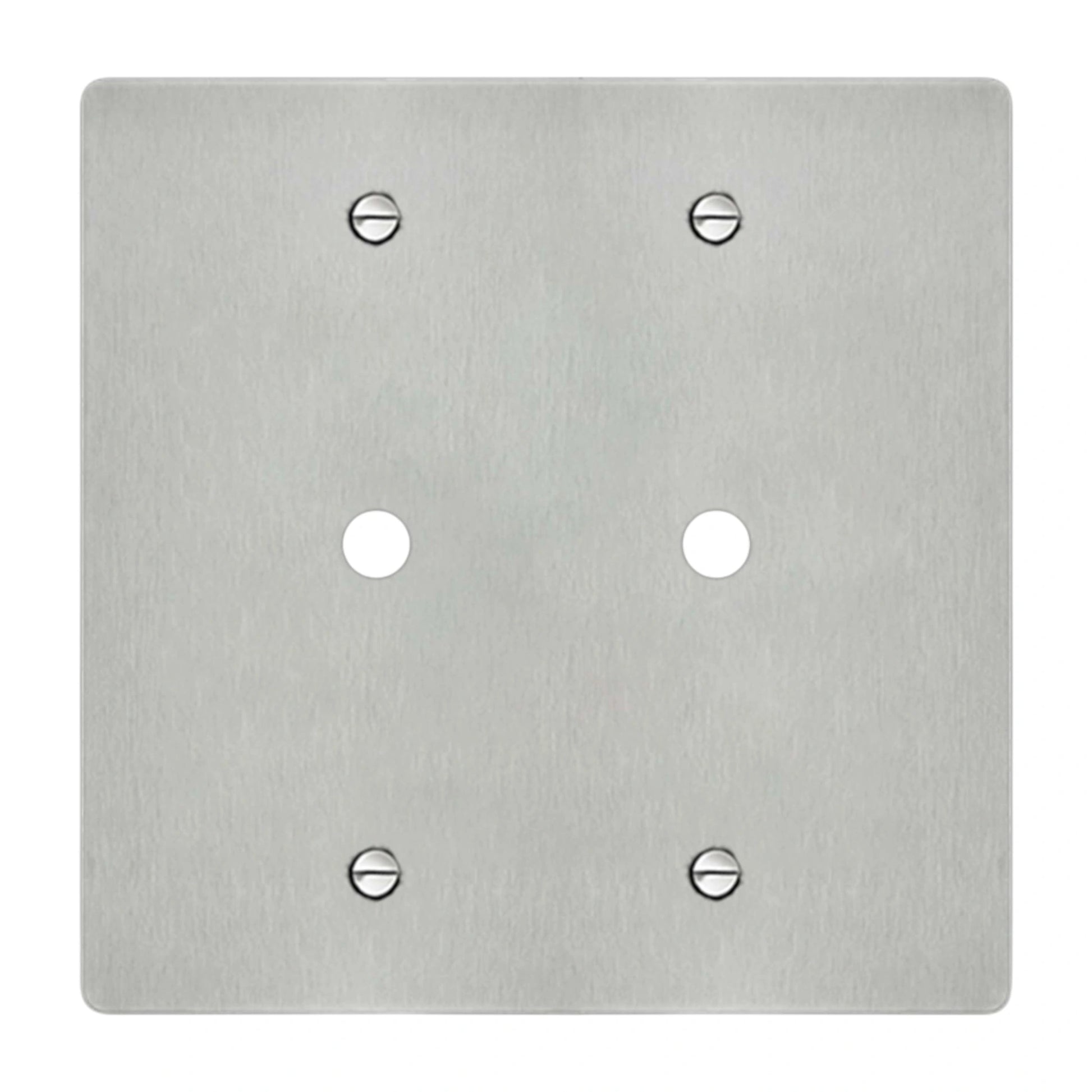 2-gang wall plate in brushed stainless steel finish, double rotary dimmer opening