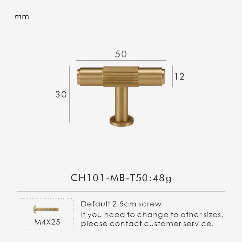 Measurement chart for a solid gold brass  linear t-bar 50 mm with dimensions and weight information.