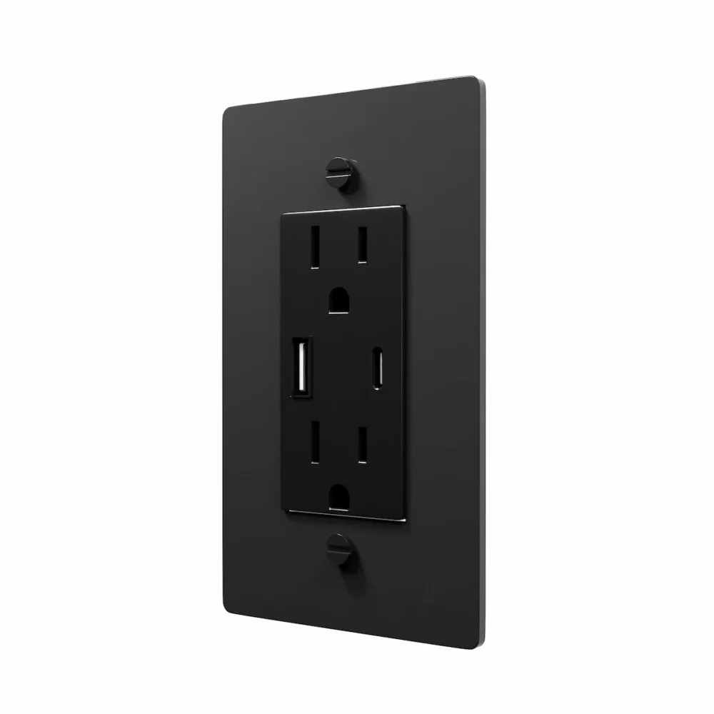 USB type C black brass outlet