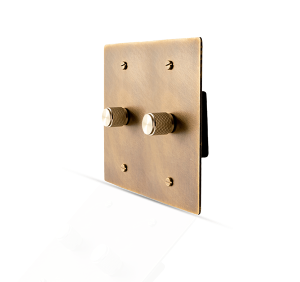 2 gang aged brass dimmer