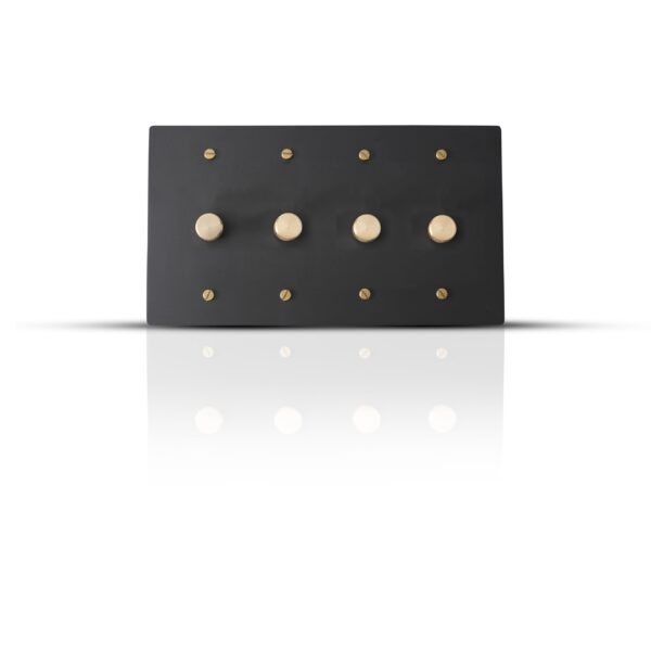 4 gang rotary dimmer plate black brass