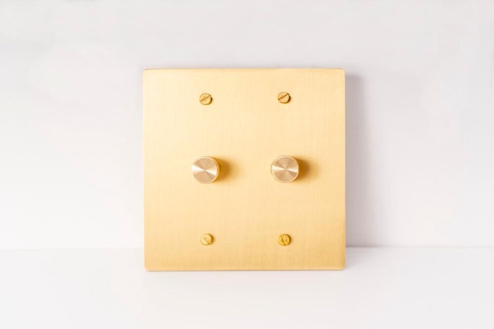 2 gang satin brass dimmer