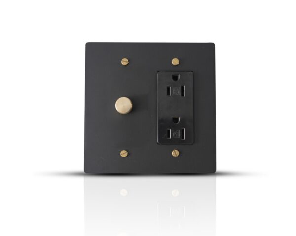 Dimmer outlet combo black brass