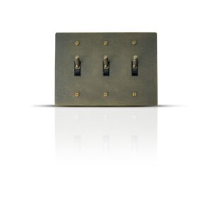 Bronze Brass Panels featuring Stylish Knurled Toggle Switches: Elegant multi-gang switches designed for contemporary interiors.